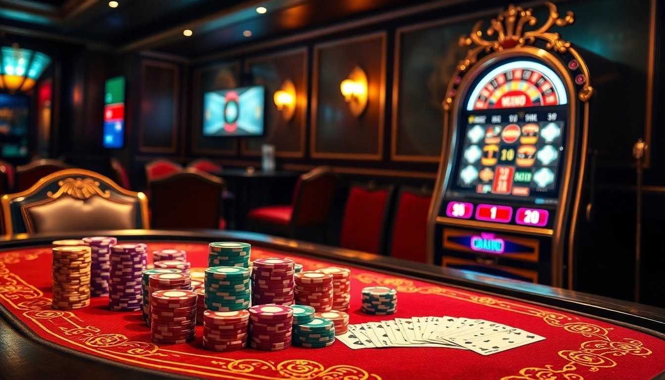 Engaging scene depicting the hidden wiki dark web in a luxurious casino with poker chips and cards.