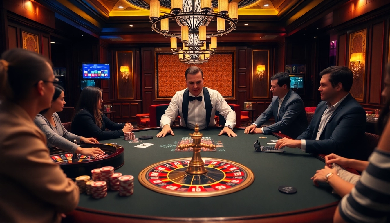 Intense poker game scene with 7xl agent engaging players at a luxury casino table.